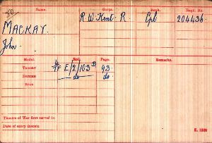 Medal Index Card for Corporal Mackay